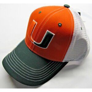 NCAA Miami Hurricanes Mesh Trucker Hat Plastic Snap Closure Collegiate Headwear